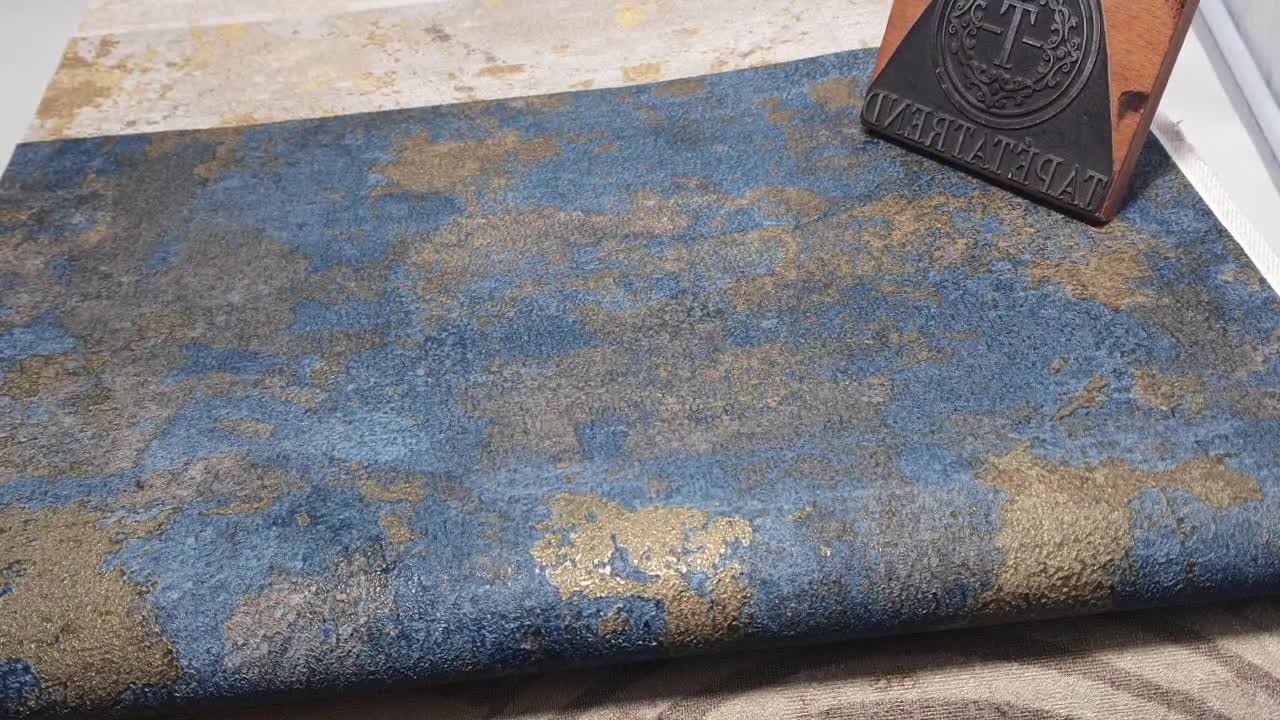 Olasz design tapéta kék arany antik vakolat mintával