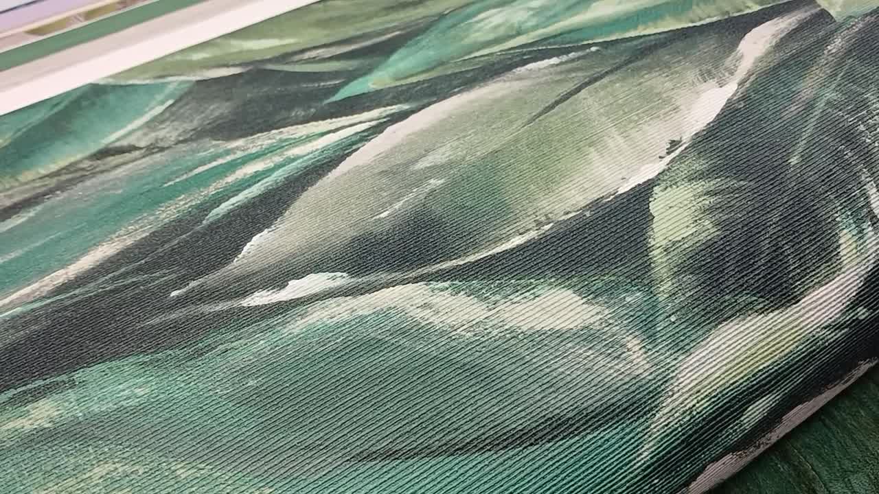 Zöld akvarell levélmintás modern dekor tapéta