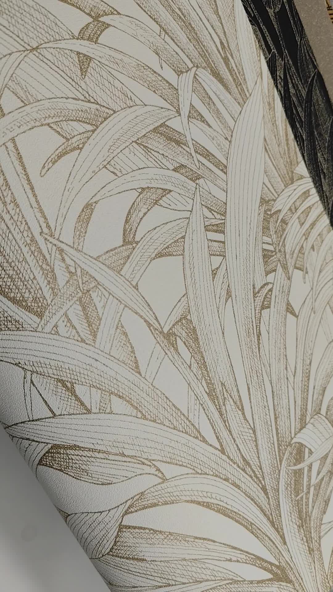Fehér arany minimál levél mintás mosható design tapéta