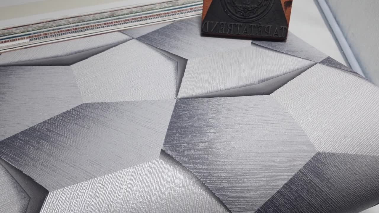 Szürke 3D hatású design tapéta geometriai mintával