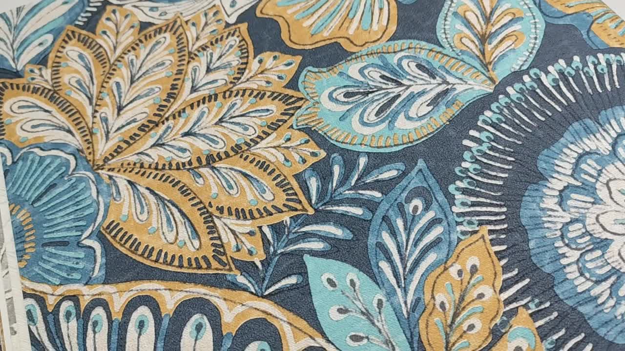 Kék virágmintás vlies francia design tapéta