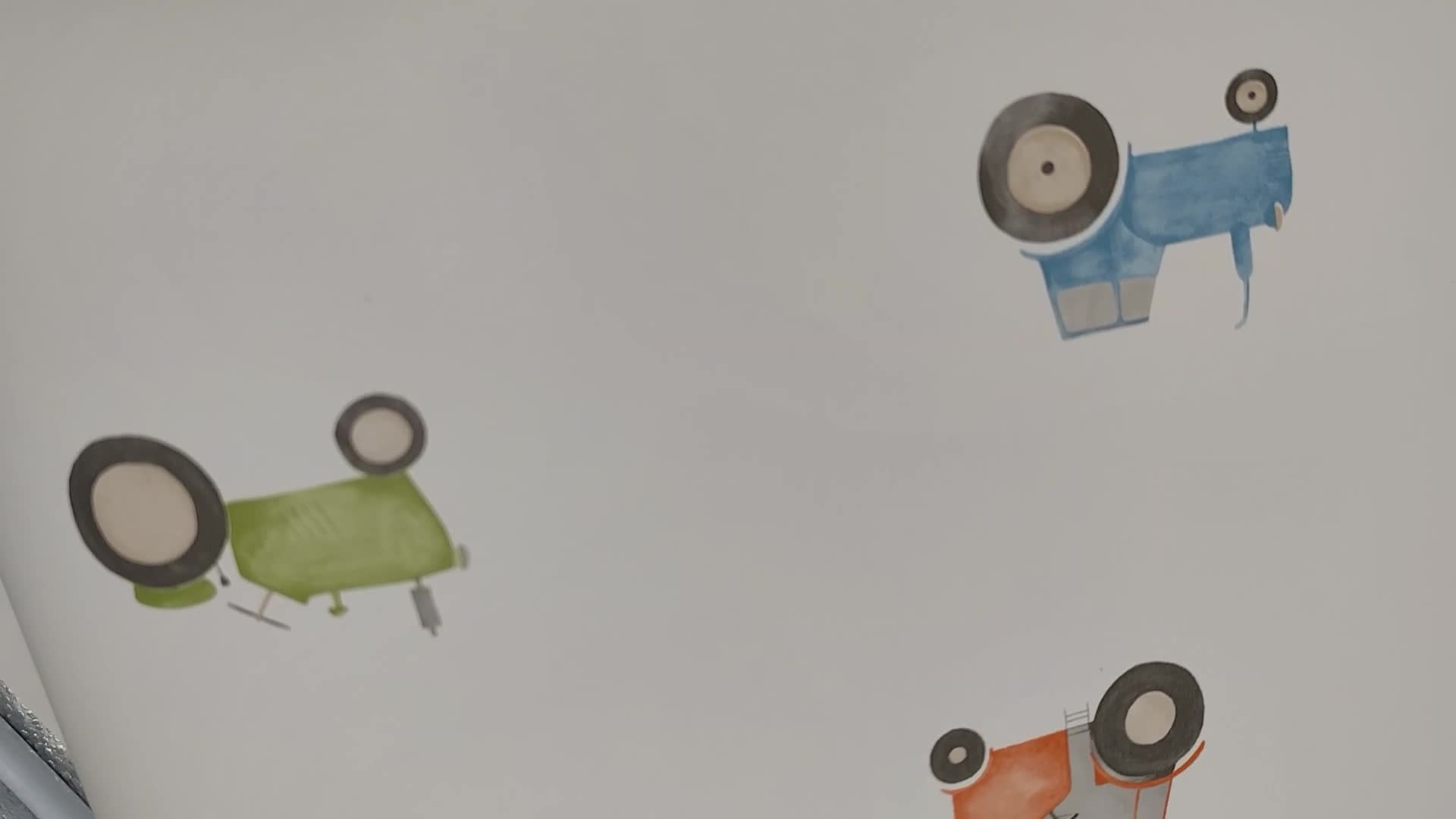 Színes traktorok mintás vlies gyerek tapéta