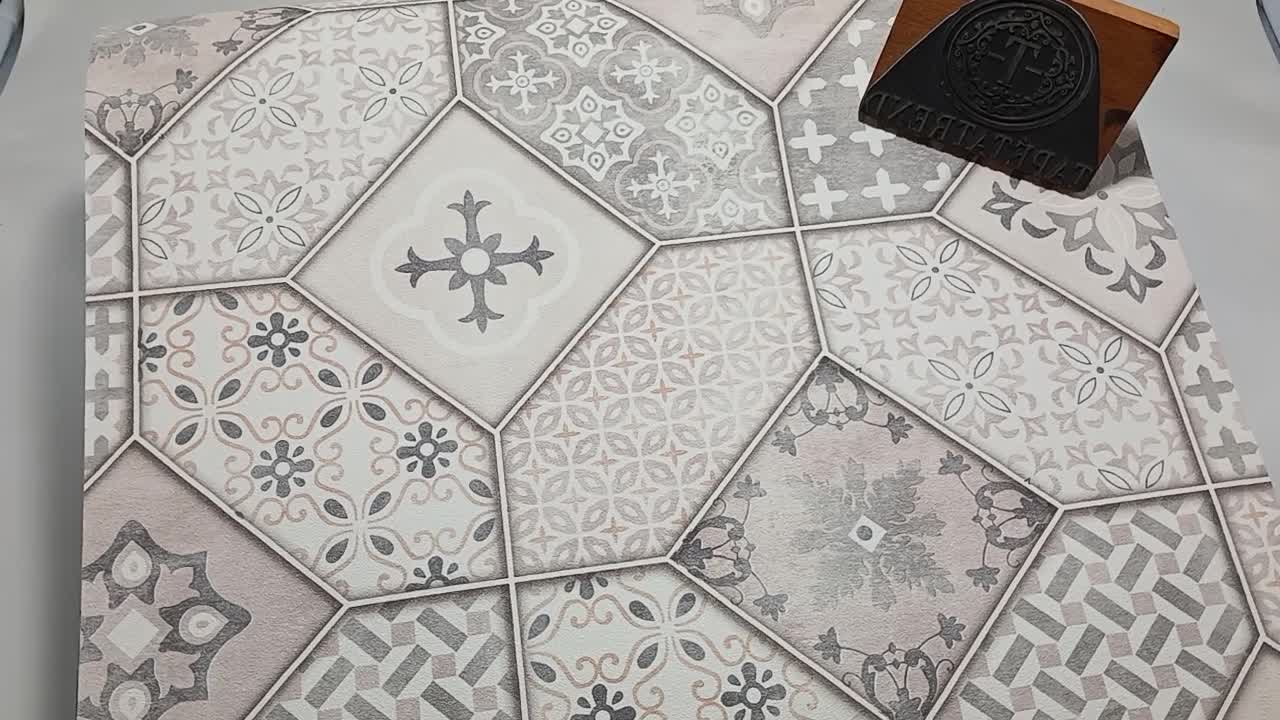 Potugál csempe mintás szürkés dekor tapéta