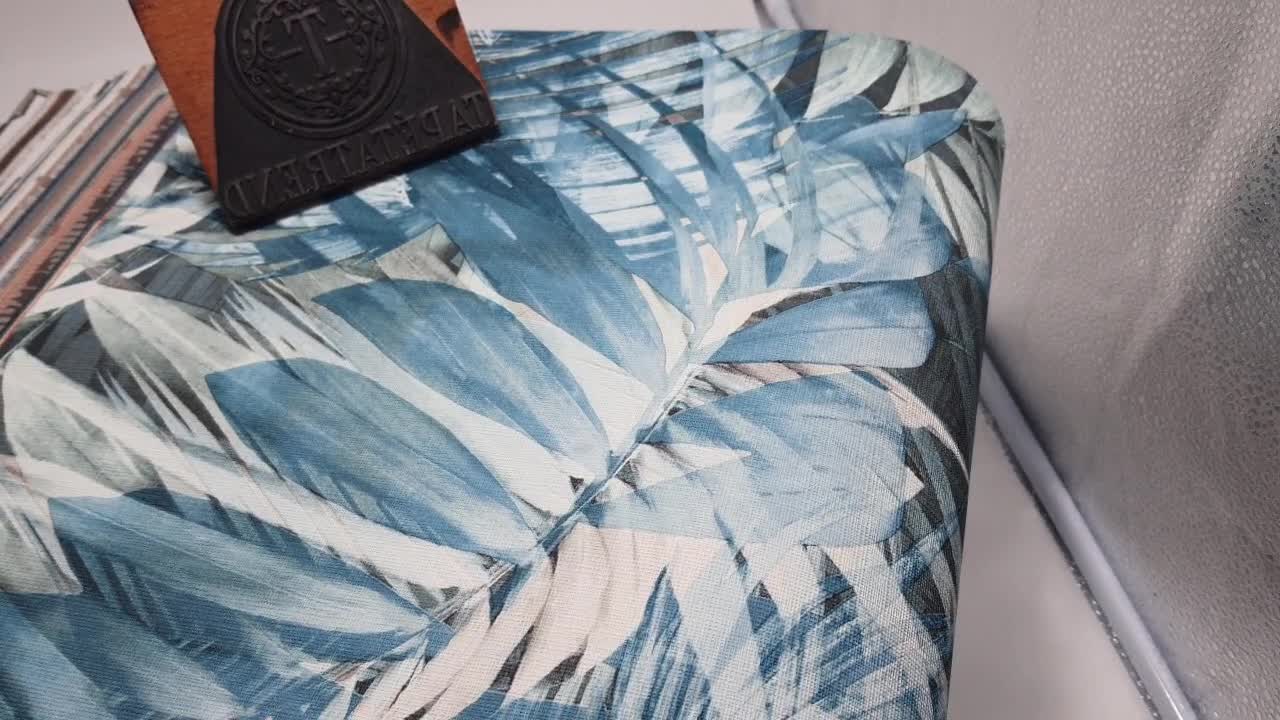 Kék modern dekor tapéta pálmaleveles mintával mosható