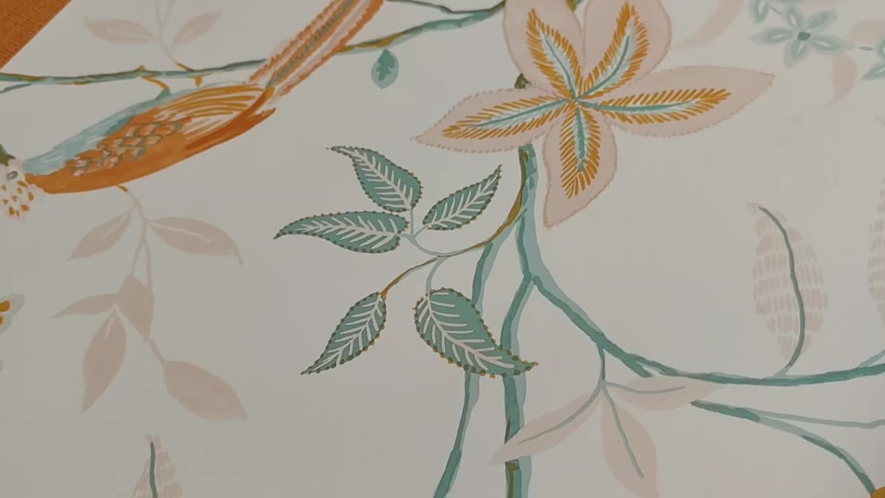 Madár és leveles mintás vlies design tapéta