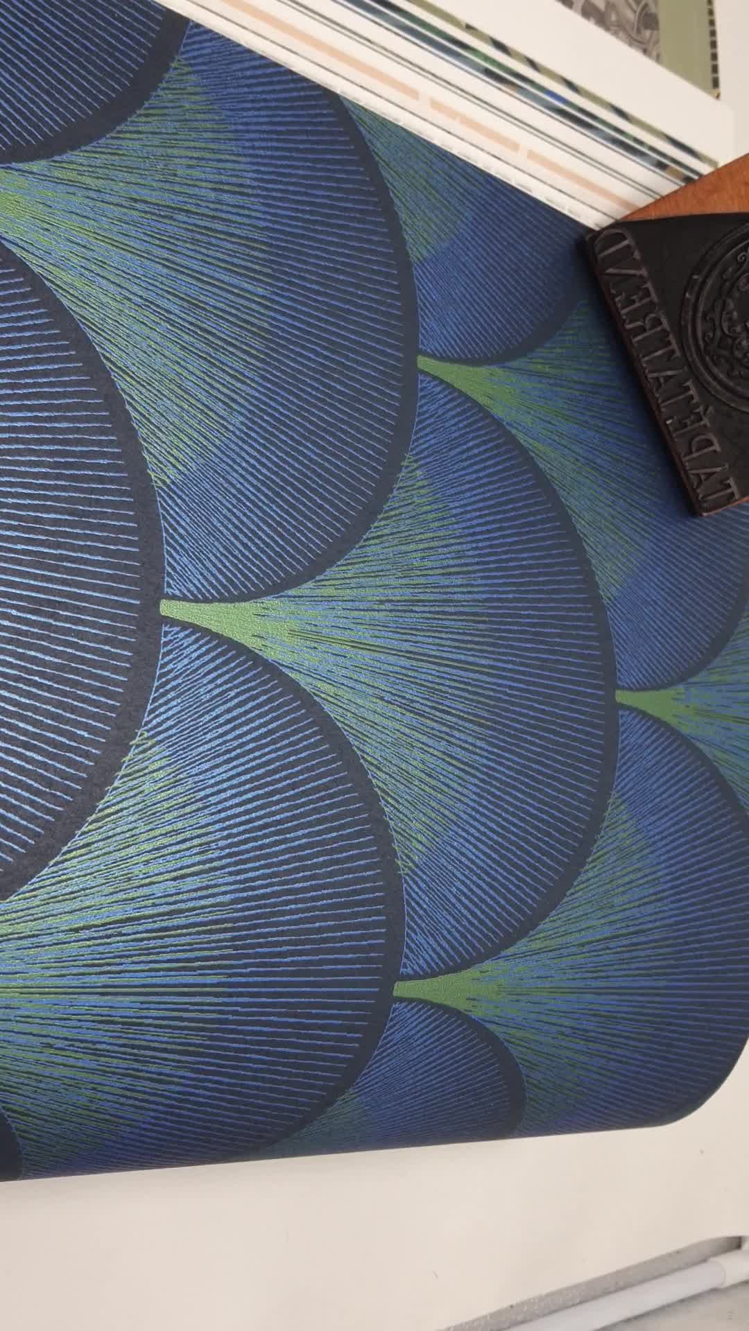 Elegáns indigókék design tapéta finom geometriai mintával