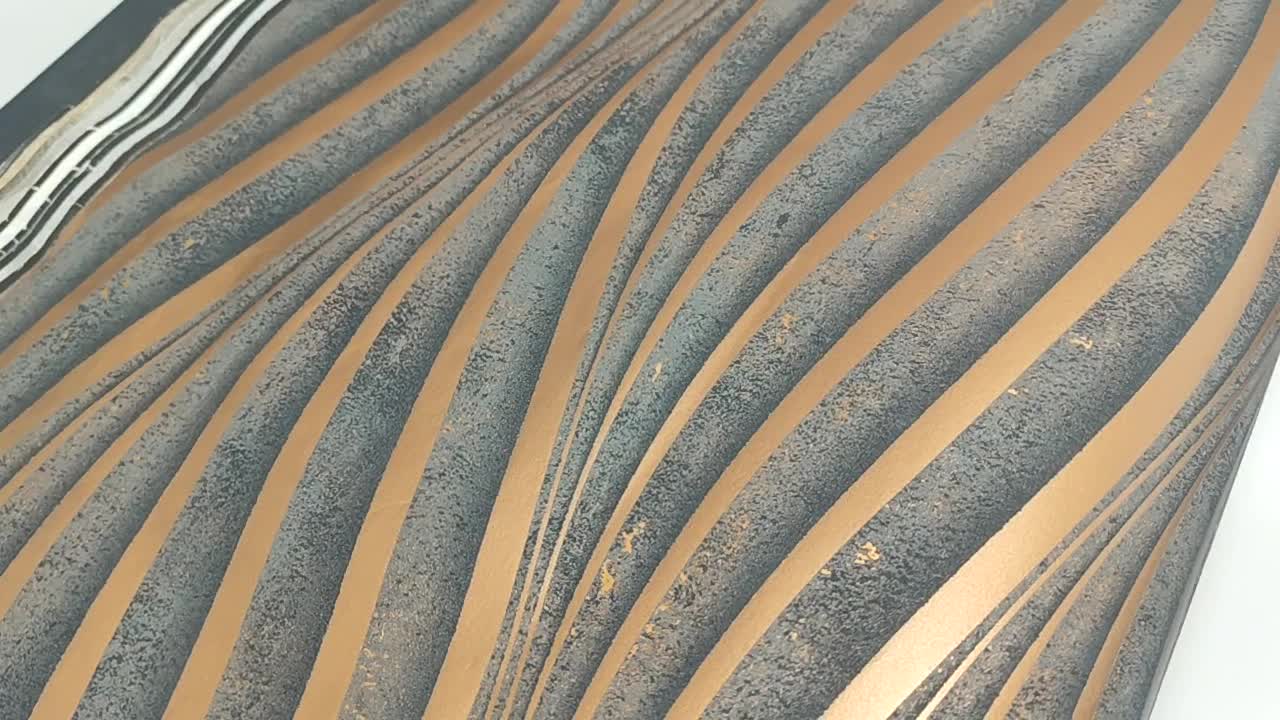 Hullám mintás design tapéta fekete bronz metál színekkel