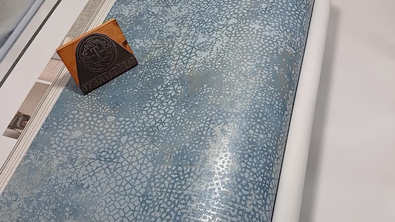 Türkiz absztrakt mintás luxus design tapéta 