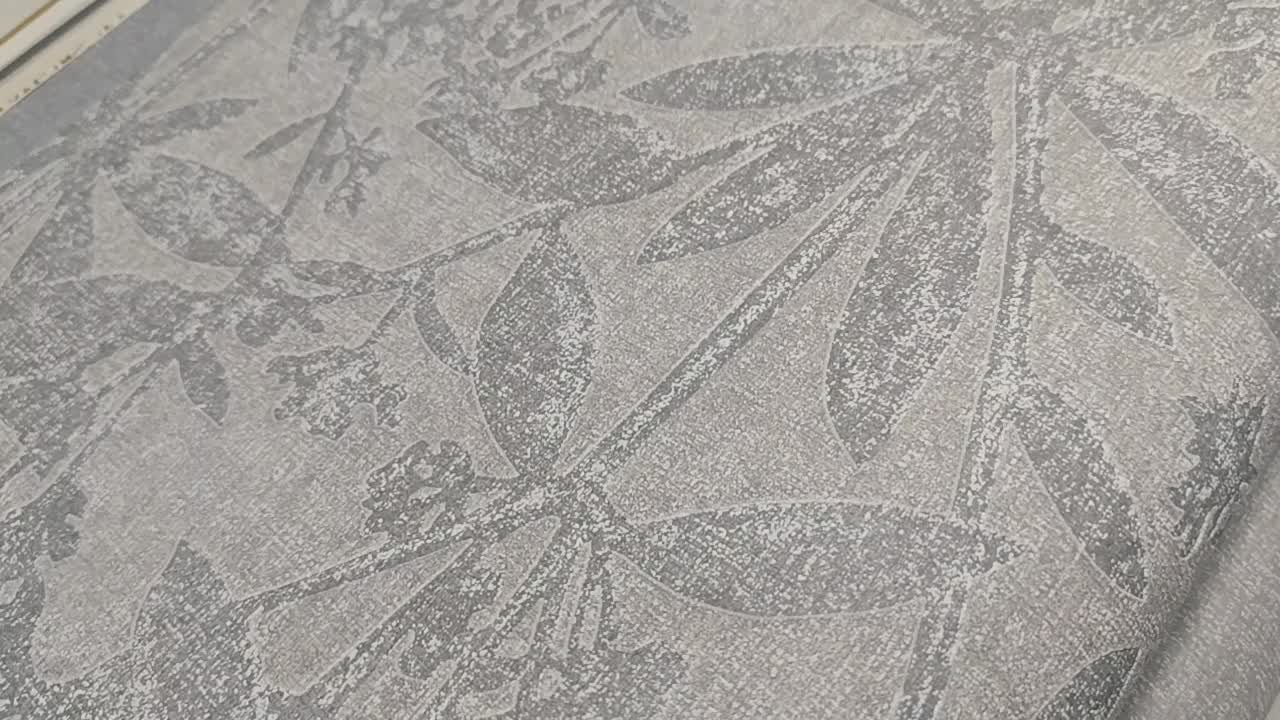 Levél mintás struktúrált sötét szürke színű design tapéta