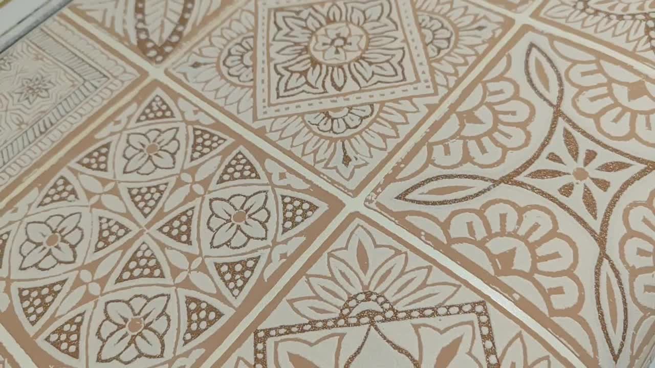 Réz beige színű orientális csempe mintás design tapéta