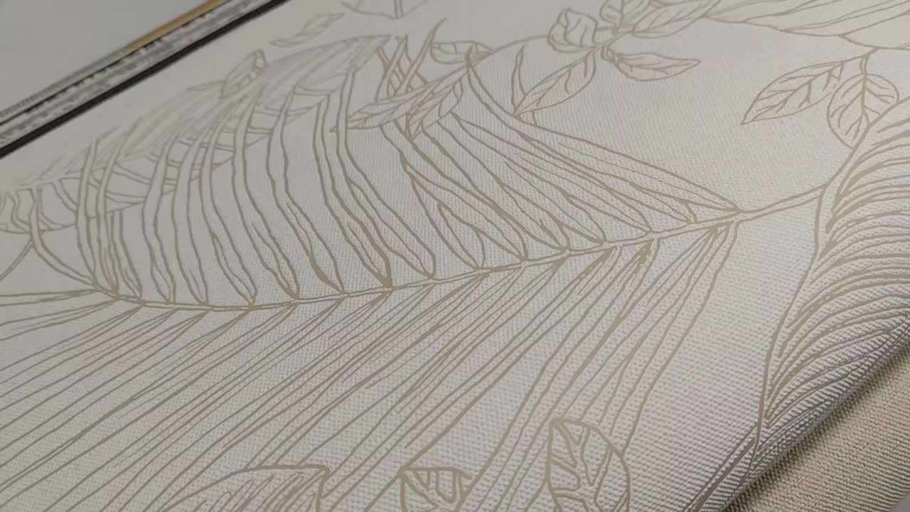 Bézs levélmintás elegáns design tapéta