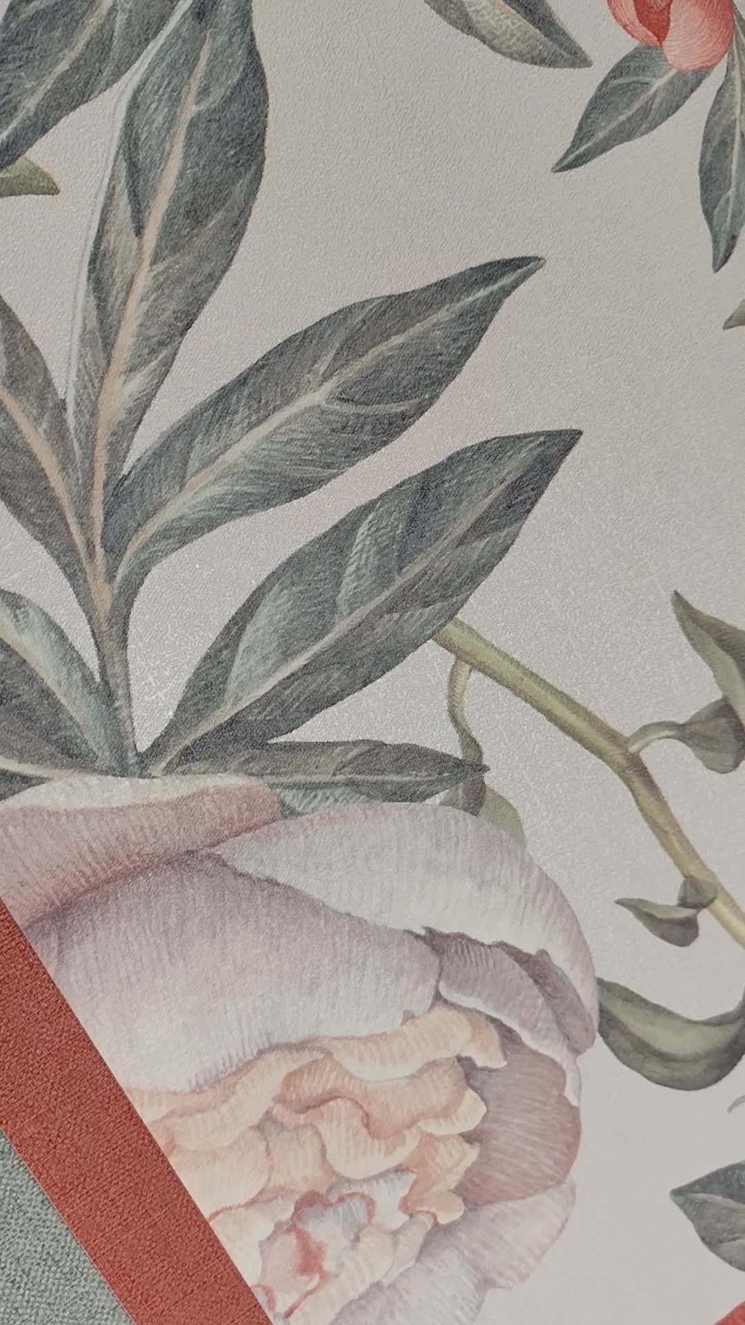 Beige kék alapon rózsa mintás design tapéta