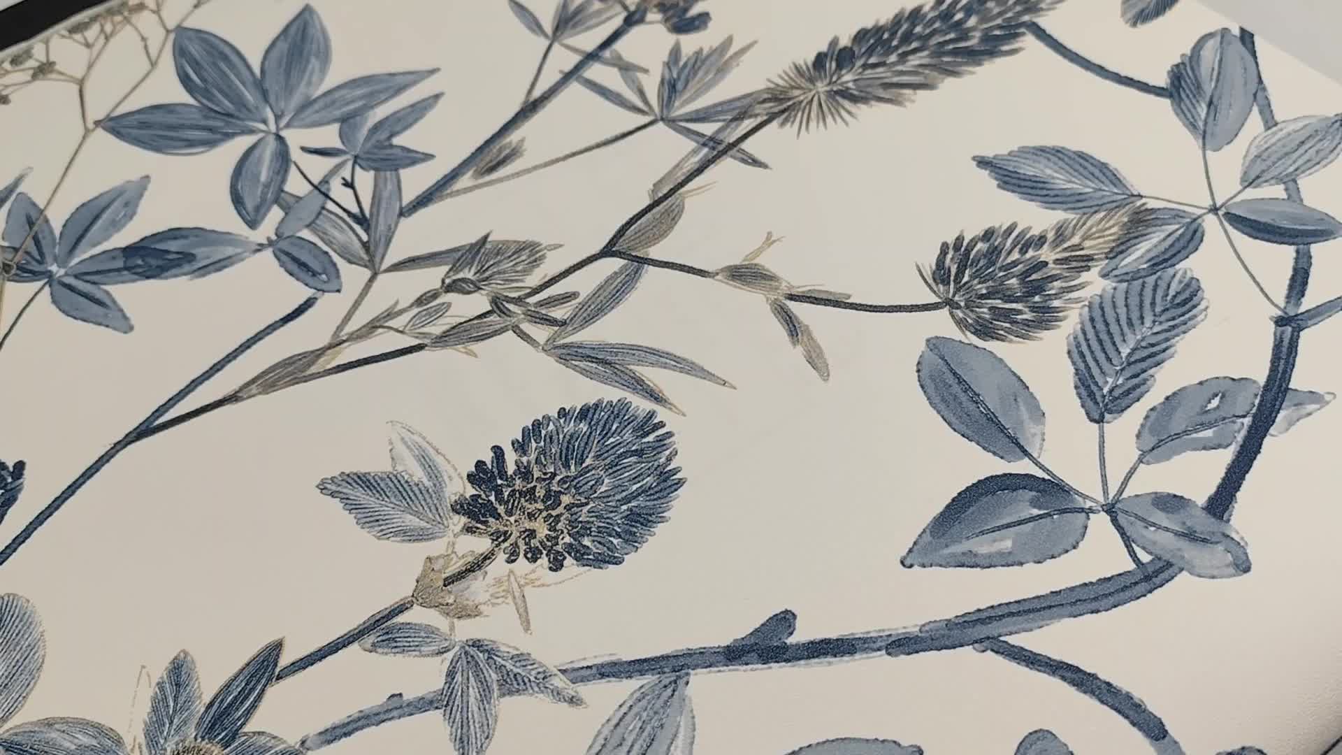 Design tapéta kék mezei virágos mintával