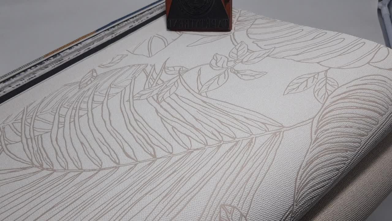 Nagyléptékű levél mintás beige design tapéta