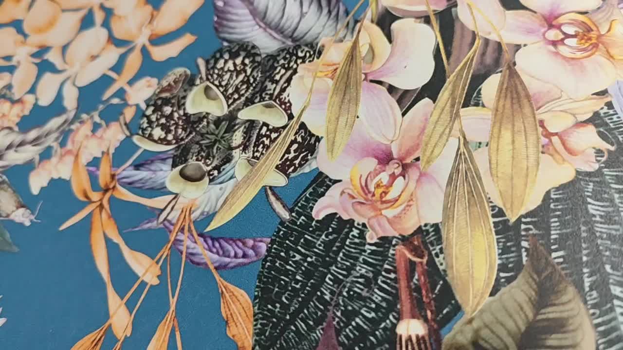 Kék bohém állat és trópusi mintás design tapéta