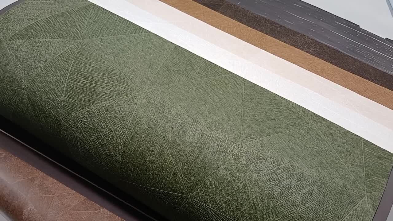 Sötétzöld anygában mintás geometrikus vinyl tapéta