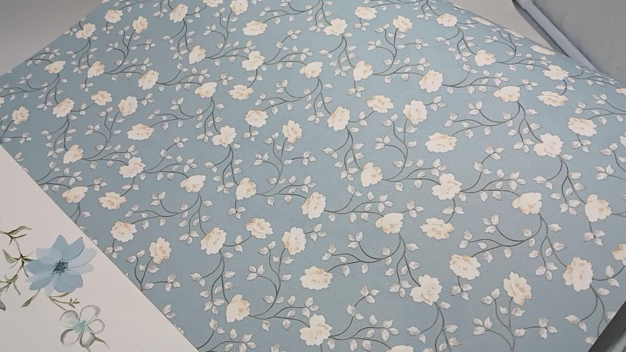 Kék apró provance virágmintás design tapéta