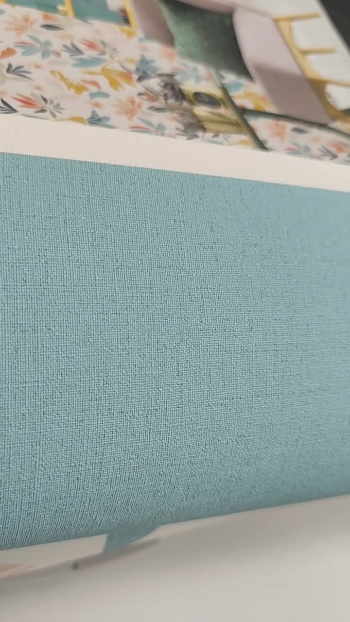 Türkiz textil mintás mosható vinyl tapéta