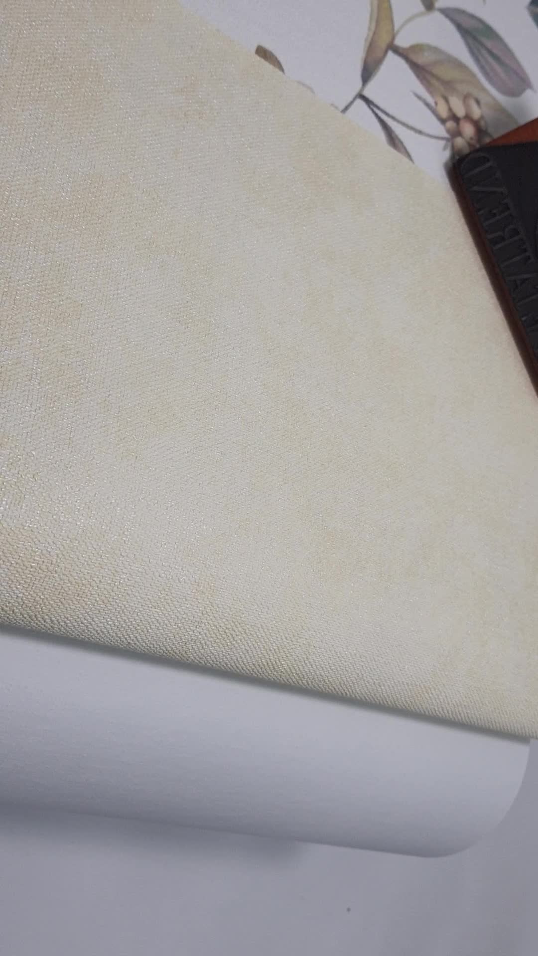 Halványsárga tapéta textilhatású mintával mosható vinyl