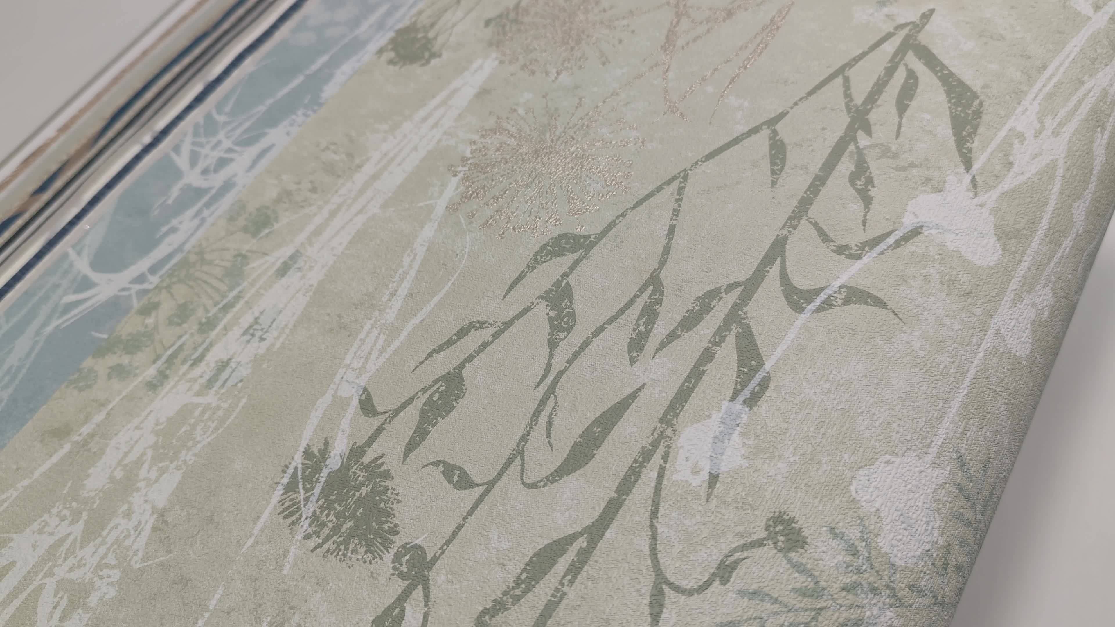 Zöld mezei virág mintás vinyl tapéta