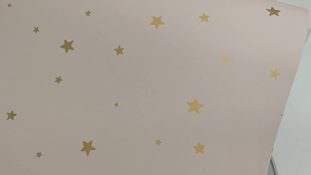 Csillag mintás gyerek tapéta rózsaszín arany csillag mintával