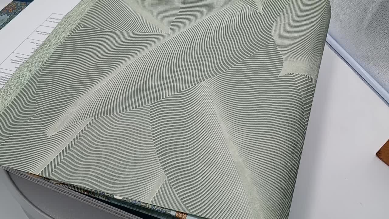 Zöld levélmintás modern vinyl tapéta