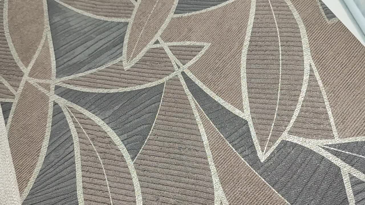 Barna szürke elegány vinyl levélmintás dekor tapéta