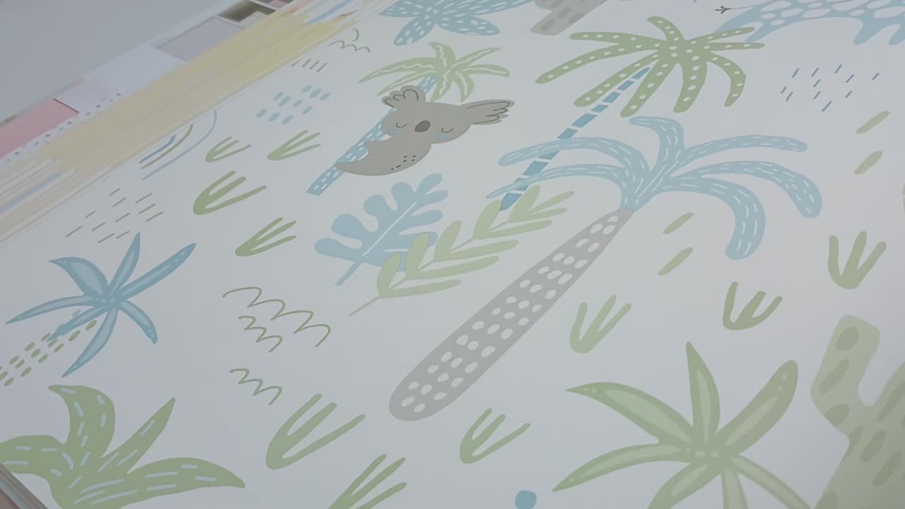 Rajzolt állat koala zsiráf majom mintás gyerek tapéta