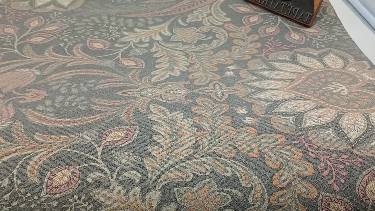 Vintage stílusú üveggyöngy borítású virág és levél mintás design tapéta