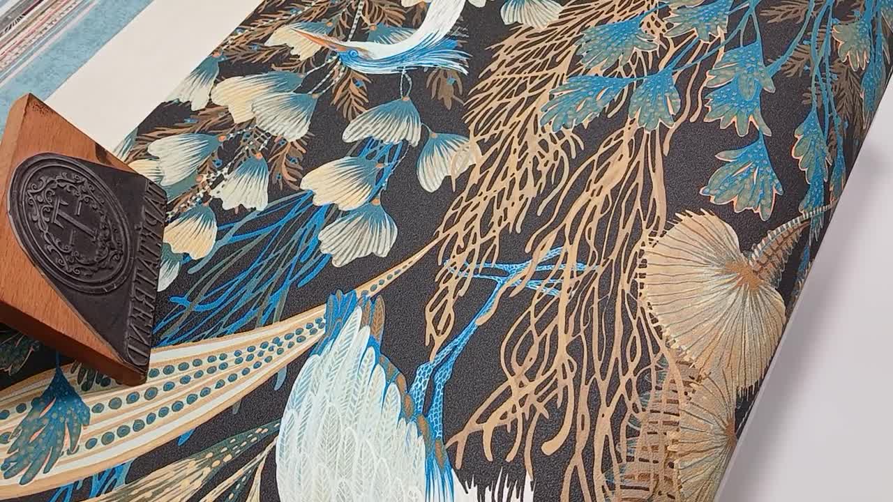 Design tapéta keleties madár és botanikus mintával