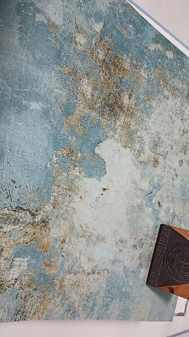 Betonhatású vinyl tapéta kék színben