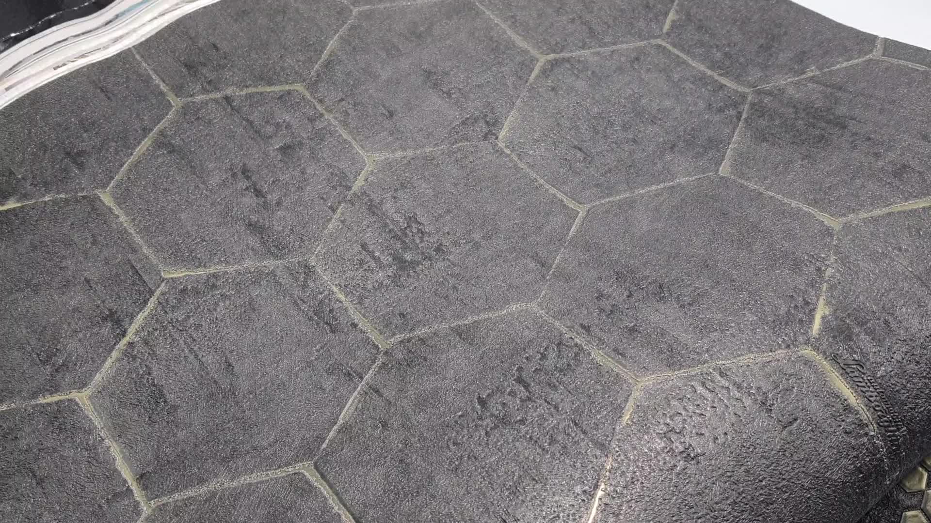 Fekete hexagon mintás olasz design tapéta 70cm széles