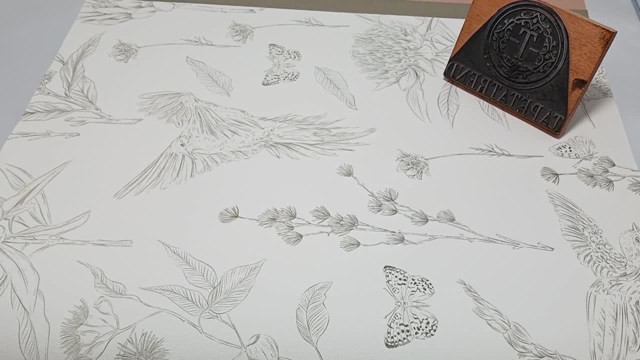 Zöld mezei virágmintás minimál tapéta