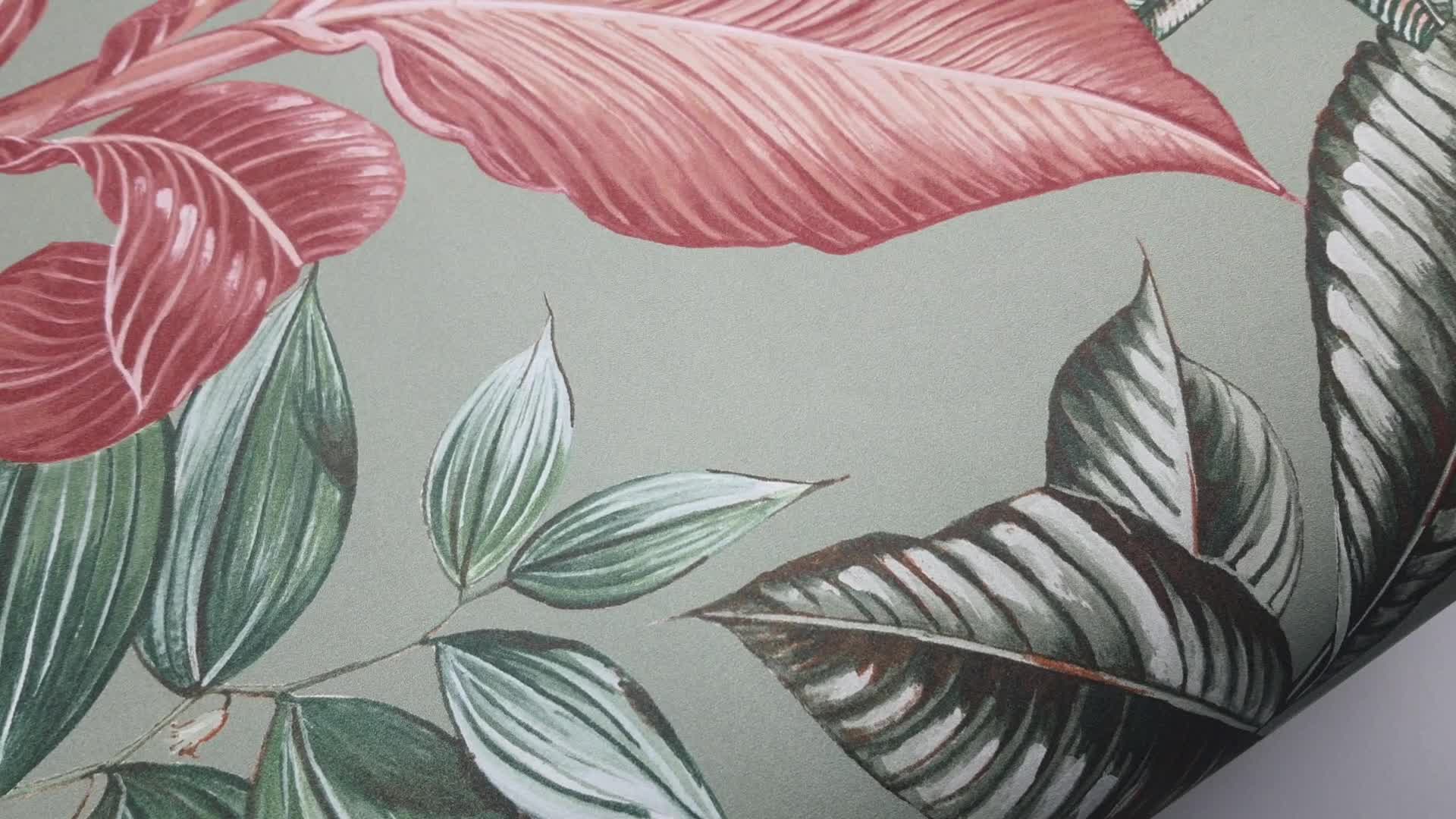 Levélmintás design tapéta zöldes színvilágban