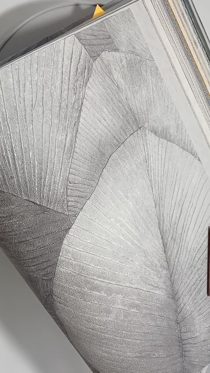 Szürke óriás legyező levél mintás vinyl tapéta