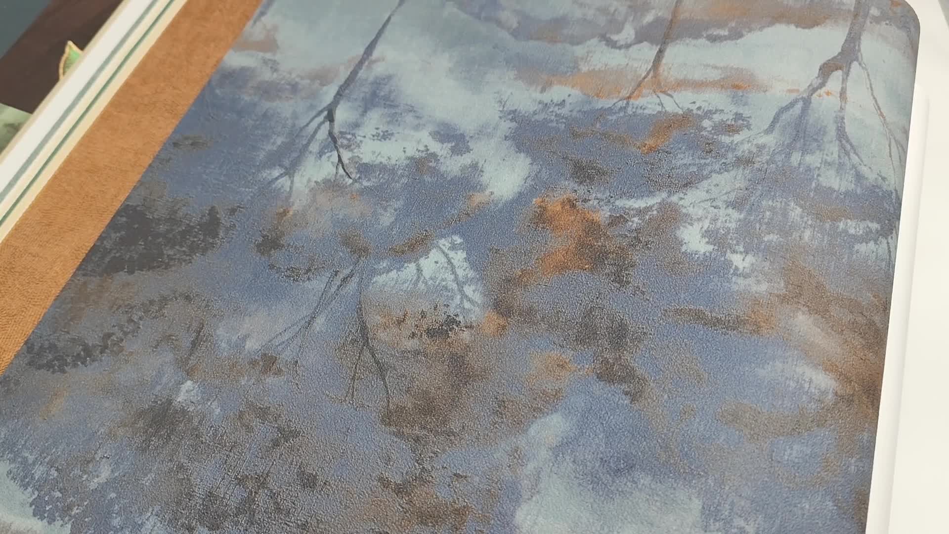 Casadeco vinyl tapéta indigókék akvarell erde fa mintával