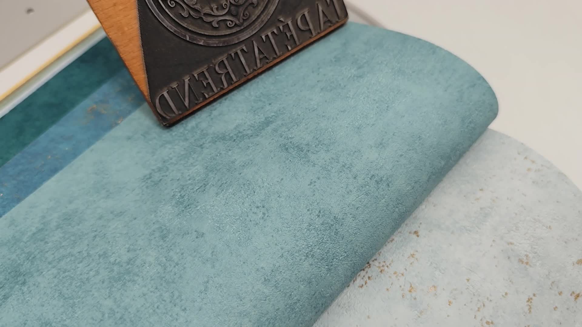 Türkiz betonhatású vinyl design tapéta