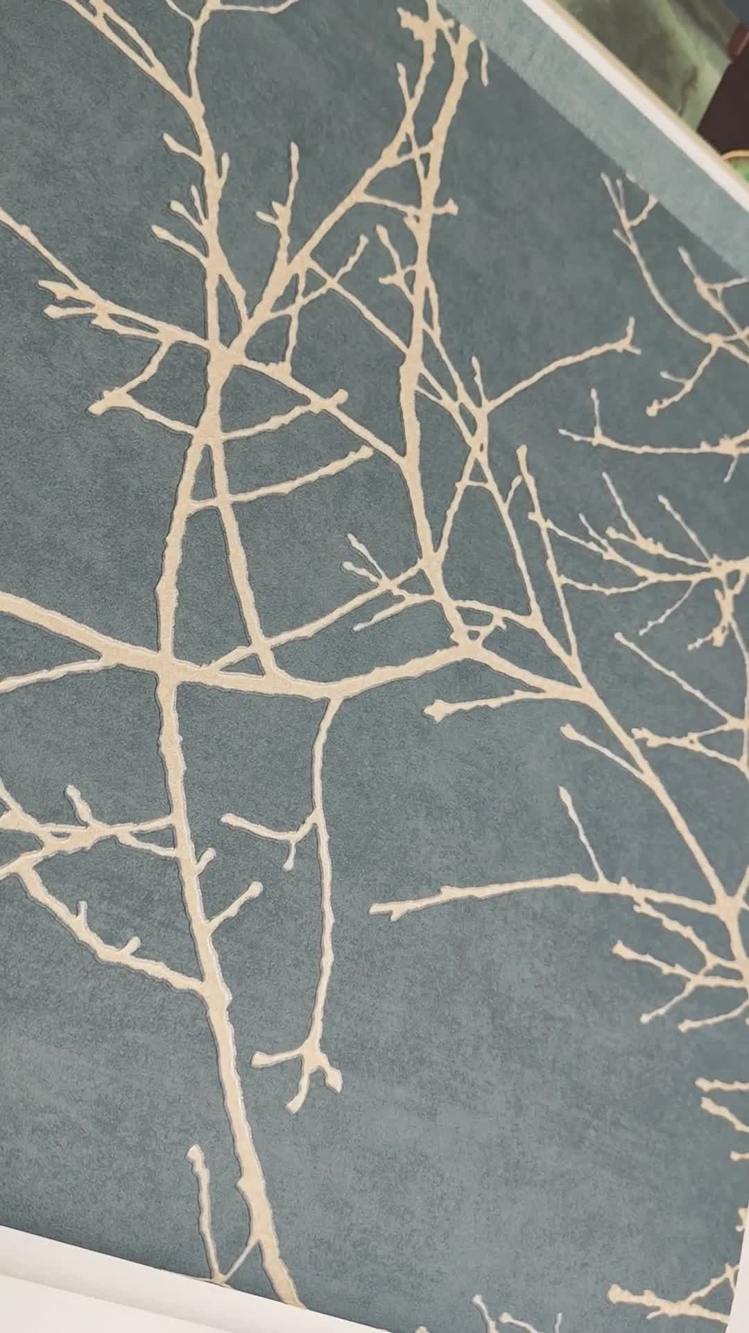 Kék minimál faág mintás vinyl tapéta