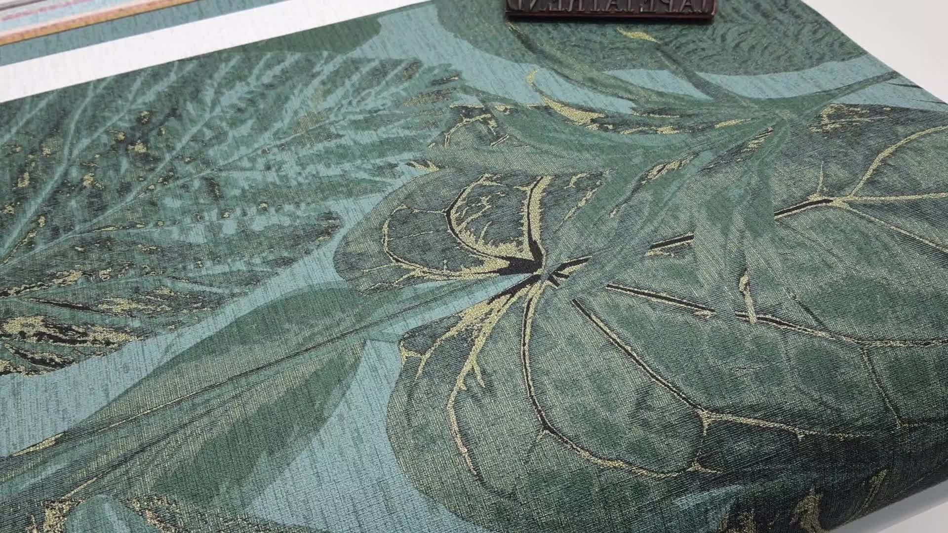 Zöldeskék arany leválmintás vinyl tapéta