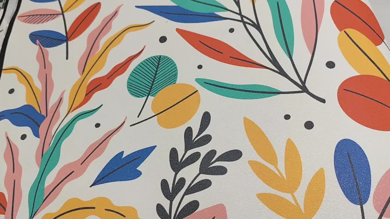 Színes boho levélmintás vinyl tapéta