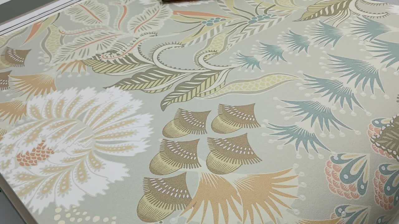 Zöld angol vintage virág levél mintás design tapéta