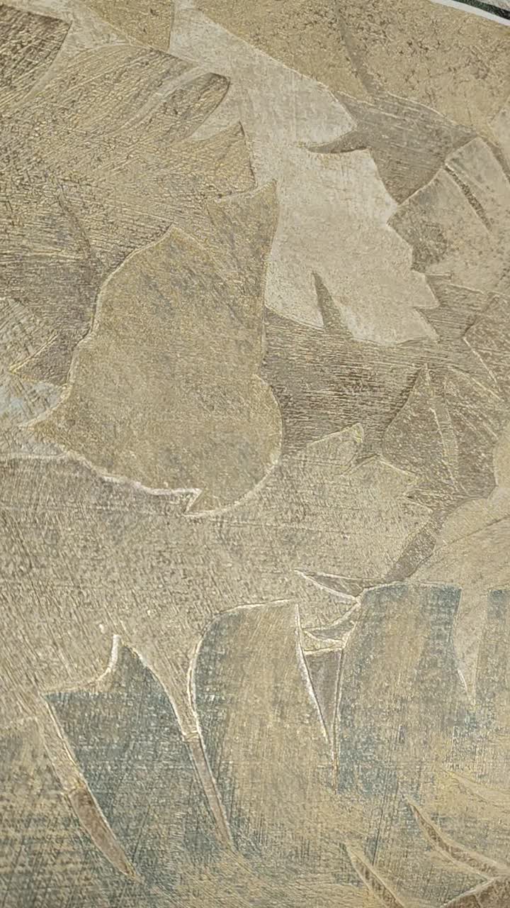 Bronzbarna levélmintás vinyl tapéta 106cm széles