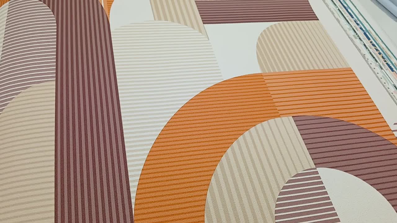 Geometrikus dekor tapéta natur és narancs színvilágban