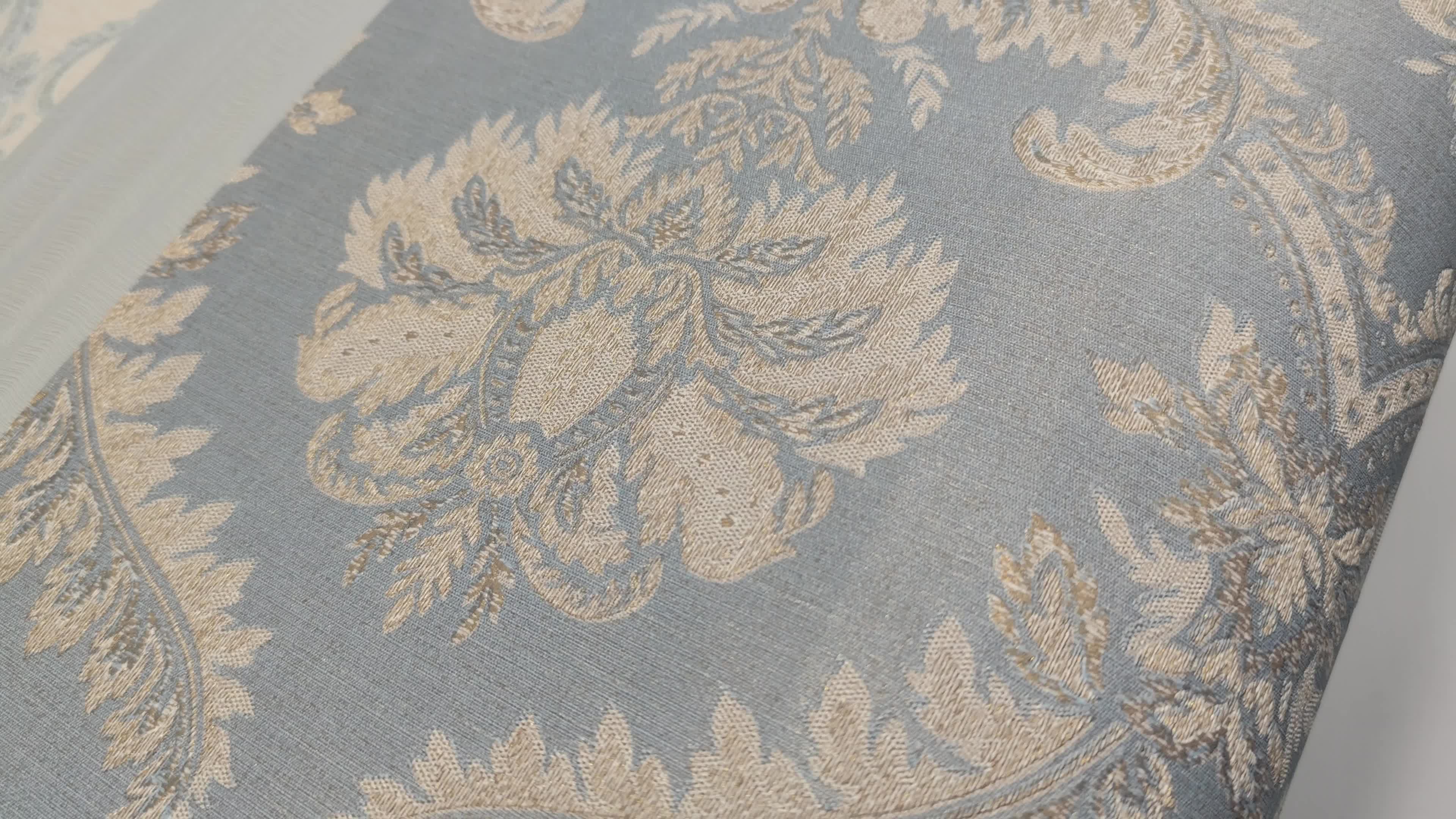 Szürkéskék textilhatású barokk mintás olasz design tapéta