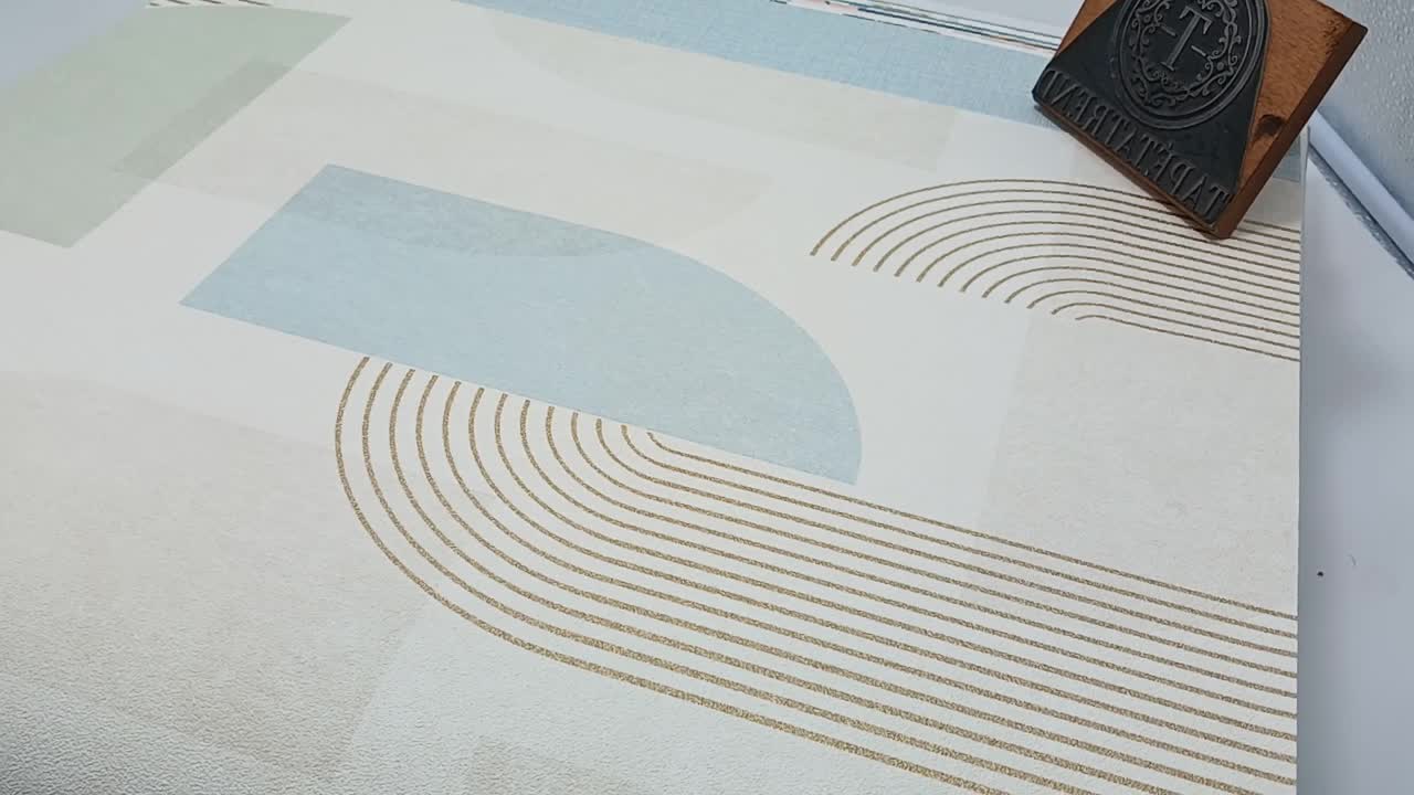 Geometrikus vinyl tapéta pasztell színekkel