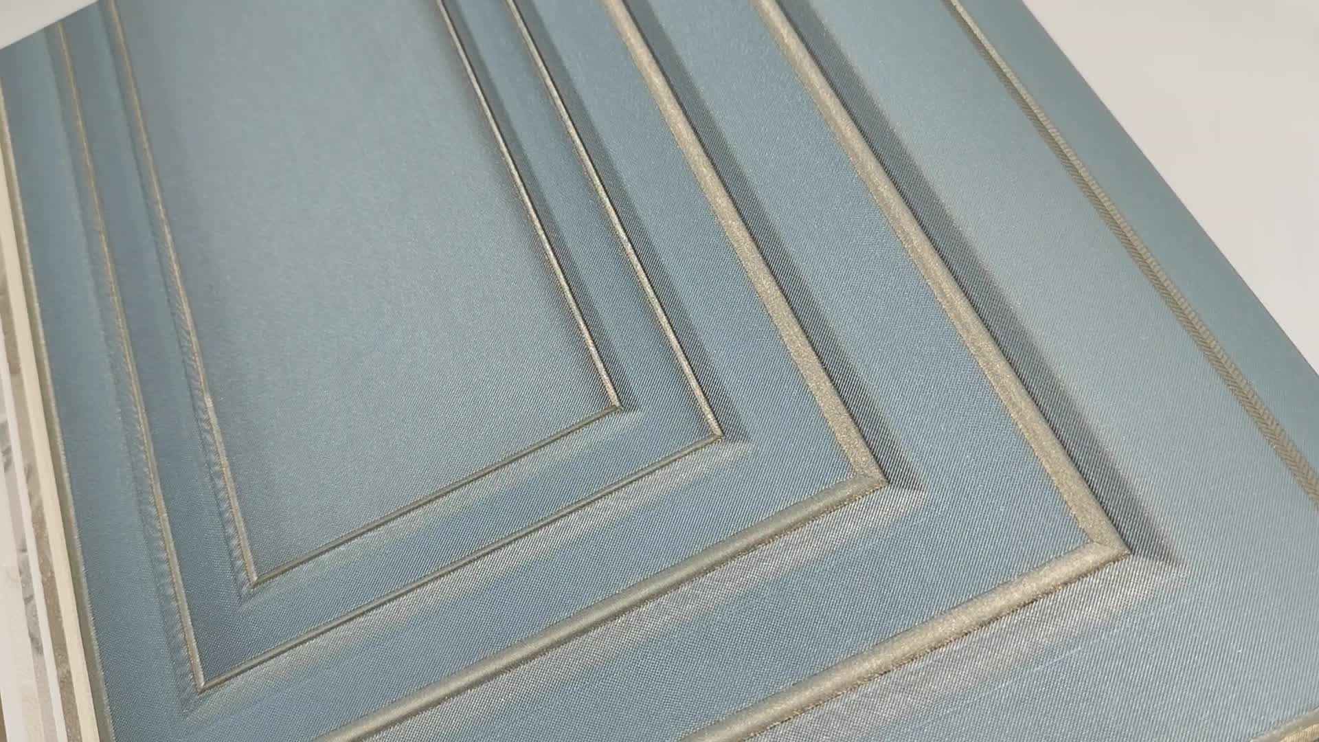 Elegáns türkiz kék kazetta mintás olasz design 106cm széles tapéta 