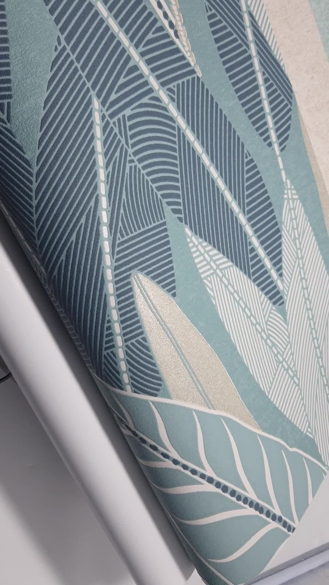 Türkiz levélmintás vlies dekor tapéta