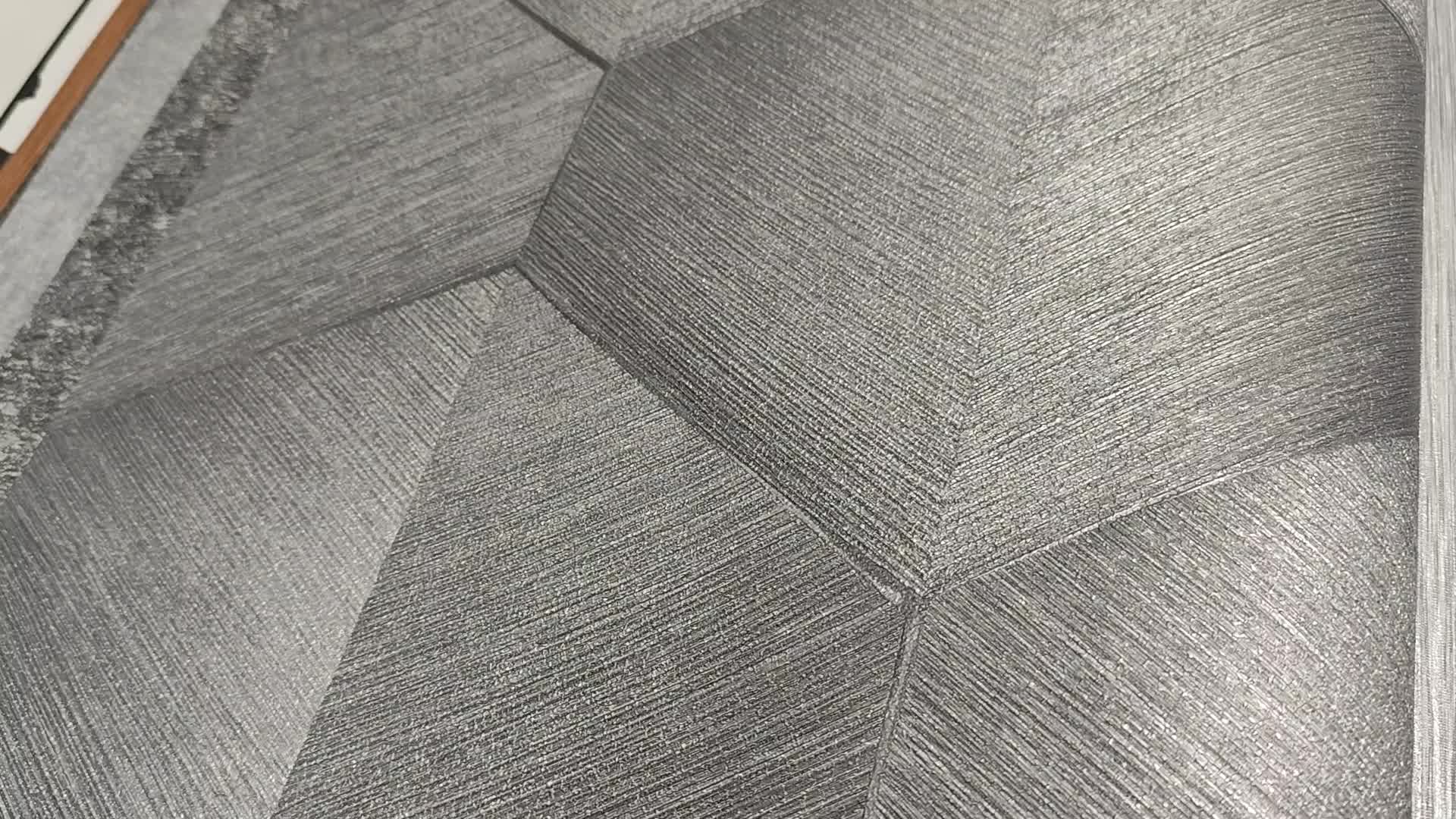 Grafit szürke design tapéta modern geometrikus 3D hatású mintával mosható vinly