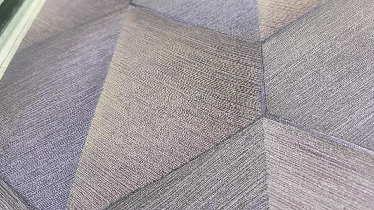 Lila design tapéta modern geometrikus 3D hatású mintával mosható vinly