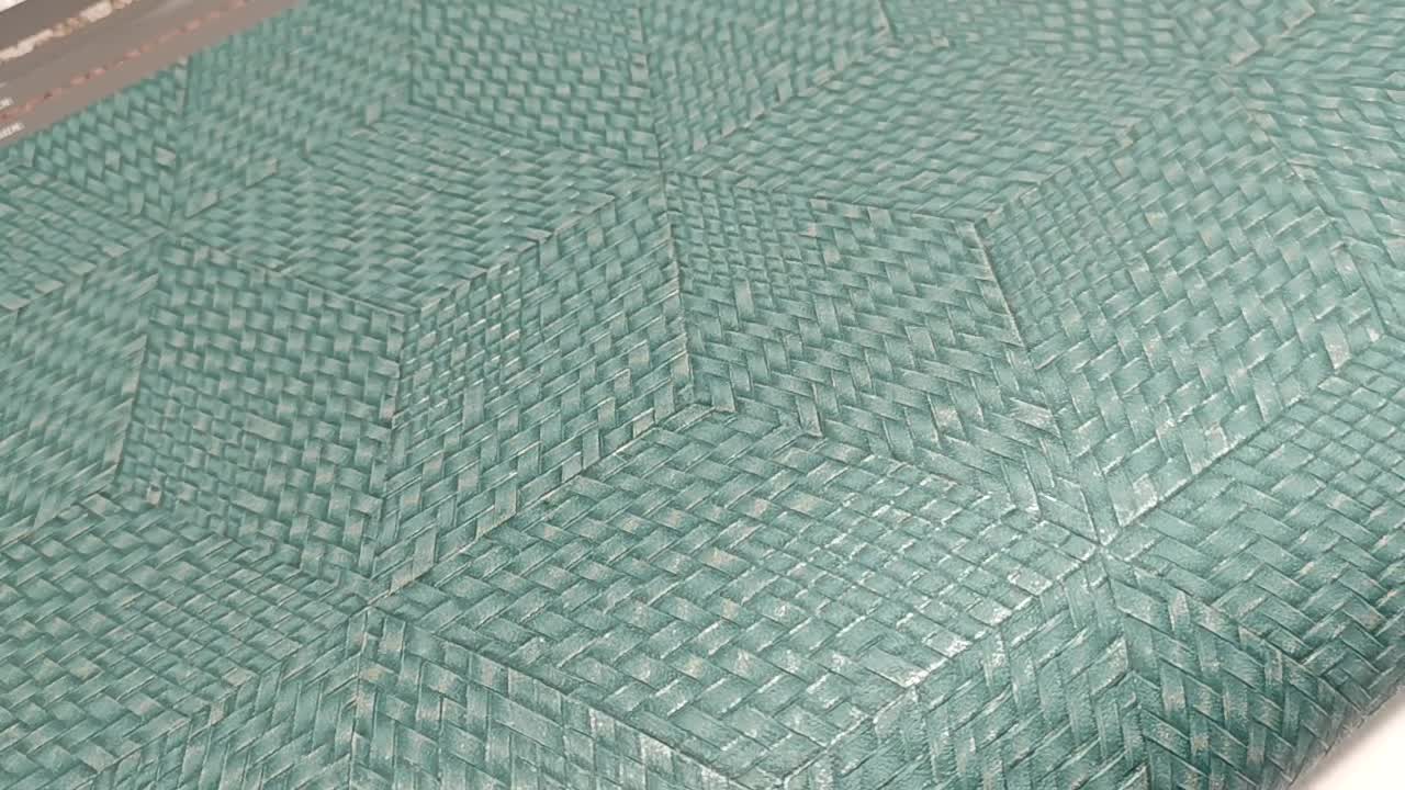 Türkiz vinyl tapéta 3d hatású geometrikus mintával 